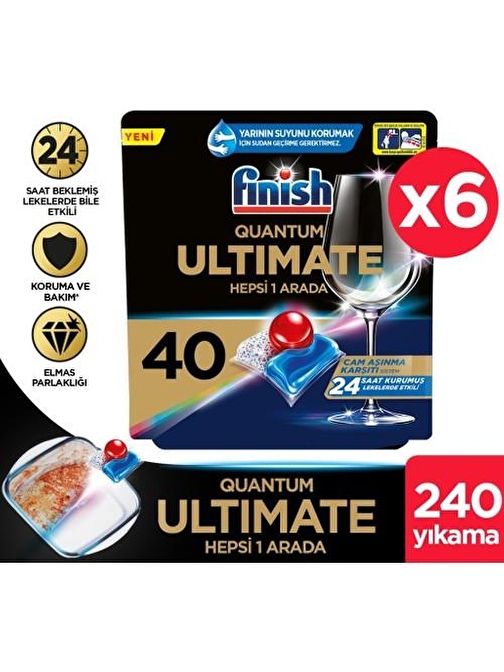 Finish Quantum Ultimate Bulaşık Makinesi Deterjanı Tableti 40 x 6 Kapsül