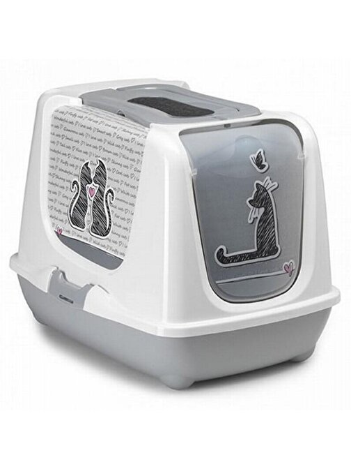Moderna Trendy Love Filtreli Kapalı Kedi Tuvalet Kabı 50 cm