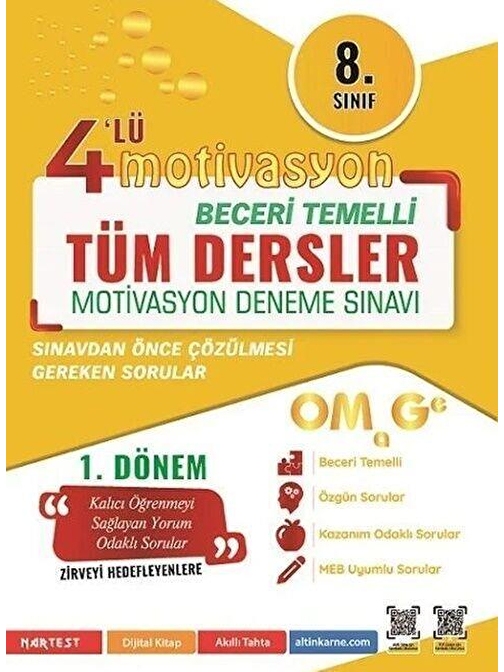 Akm Kitap 8. Sınıf Tüm Dersler 1. Dönem Motivasyon 4 lü Kamp Denemesi Omage Yayınları