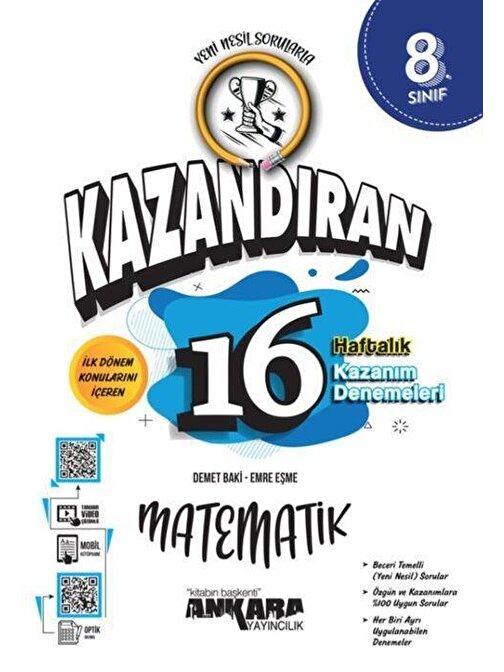 Ankara Yayıncılık 8. Sınıf LGS Matematik Kazandıran 16 Haftalık Kazanım Denemeleri Ankara Yayıncılık