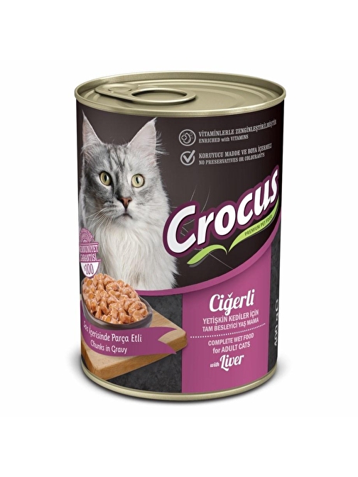 Crocus Yetişkin Kedi Ciğerli Yaş Mama 400G X 12 Adet