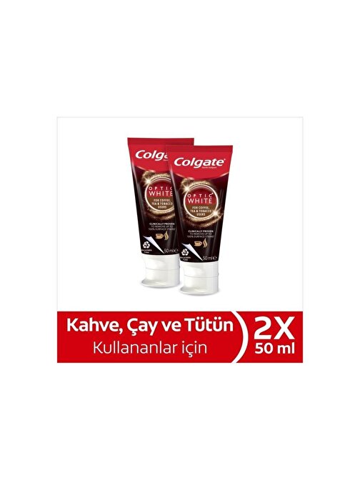 Colgate Optic White Kahve Çay ve Tütün Kullanıcıları Için Beyazlatıcı Diş Macunu 50 ml x 2 Adet
