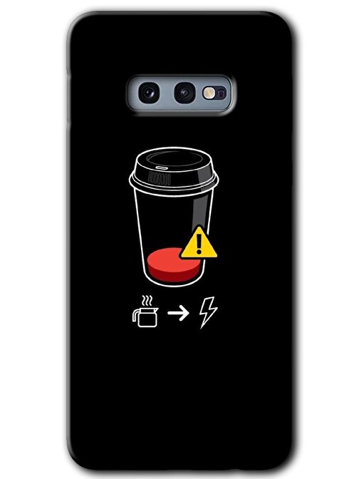 Gramaphone Galaxy S10e Kılıf HD Desen Baskılı Arka Kapak - Coffee Battery