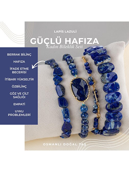 Lapis Lazuli Doğal Taş Kadın Bileklik Seti
