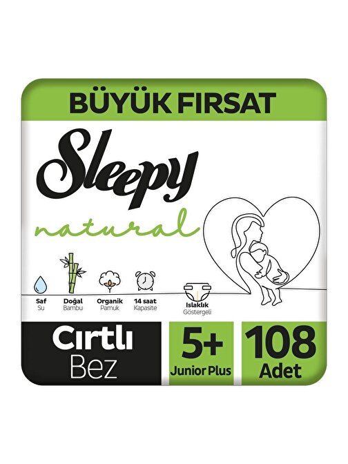 Sleepy Natural 12 - 17 kg 5+ Numara Fırsat Paketi Bebek Bezi 108 Adet