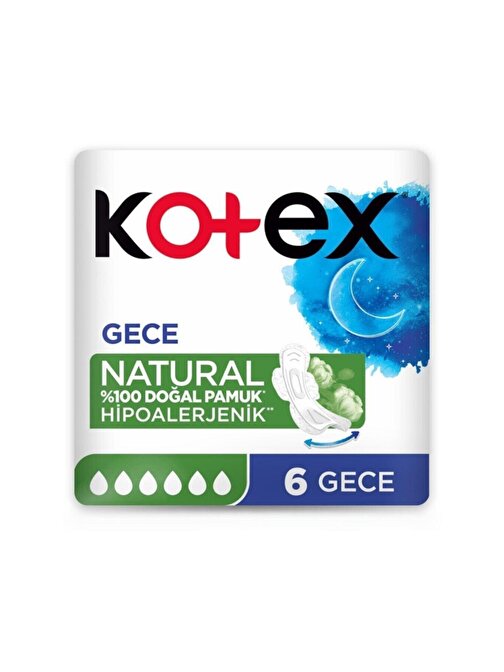 Kotex Natural Hipoalerjenik Gece Hijyenik Ped 6 Adet