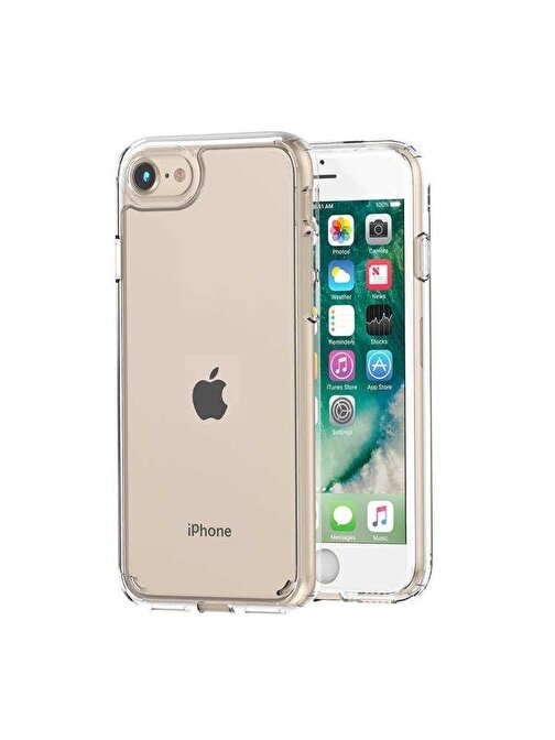Teleplus iPhone SE 2020 Kılıf Coss Sert Hibrit Silikon Şeffaf  Nano Ekran Koruyucu