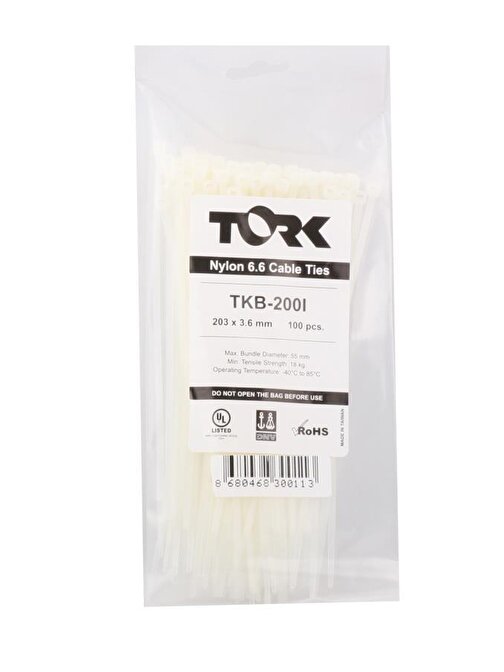 Tork TRK-200-3,5mm Beyaz 100lü Kablo Bağı