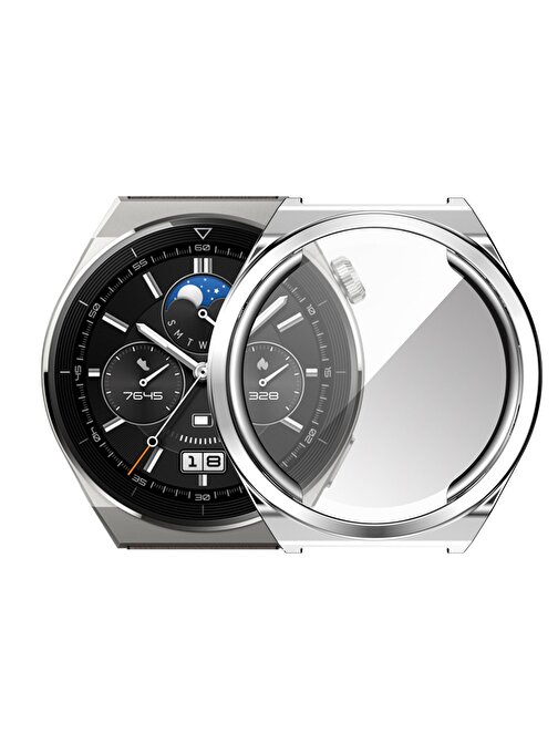 Teleplus Huawei Watch Gt 3 Pro Tam Kapatan Gard Ekran Koruyucu Siyah Gümüş