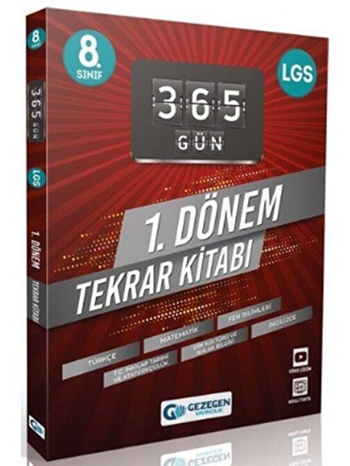 8. Sınıf Tüm Dersler 365 Gün 1. Dönem Tekrar Kitabı Gezegen Yayıncılık