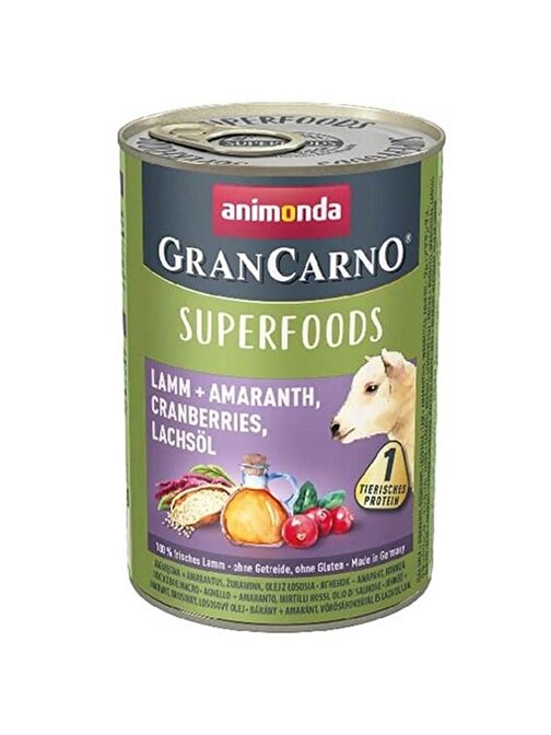 Animonda Gran Carno Superfoods Kuzu Amarant Ve Kızılcıklı Yetişkin Köpek Konservesi 400 Gr