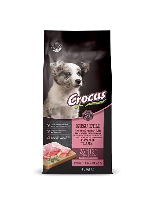 Crocus Kuzu Etli Pirinçli Yavru Köpek Maması 15 Kg