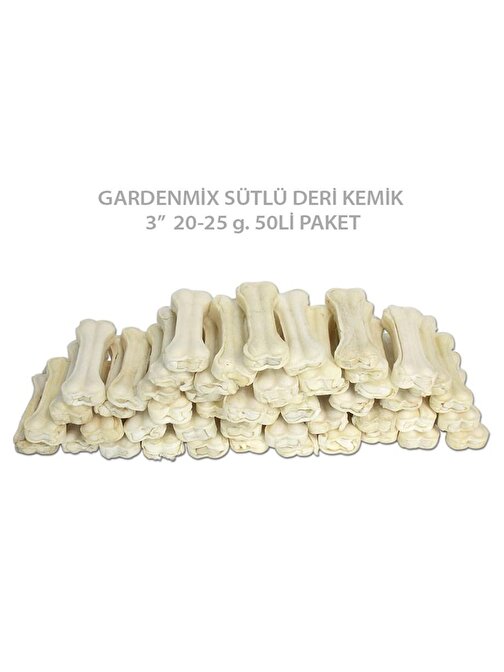 Gardenmix Sütlü Deri Kemik 8 cm 20-25 G.50'li Paket