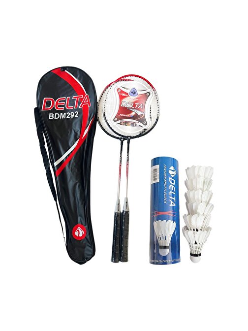 Delta 2 Adet Badminton Raketi + Badminton Çantası + 6 Adet Kaz Tüyü Deluxe Badminton Topu Seti
