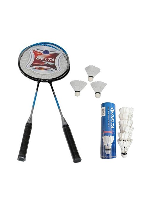 Delta 2 Adet Badminton Raketi + Çantası + 6 Deluxe Kaz Tüyü + 3 Plastik Toplam 9 Badminton Topu Seti