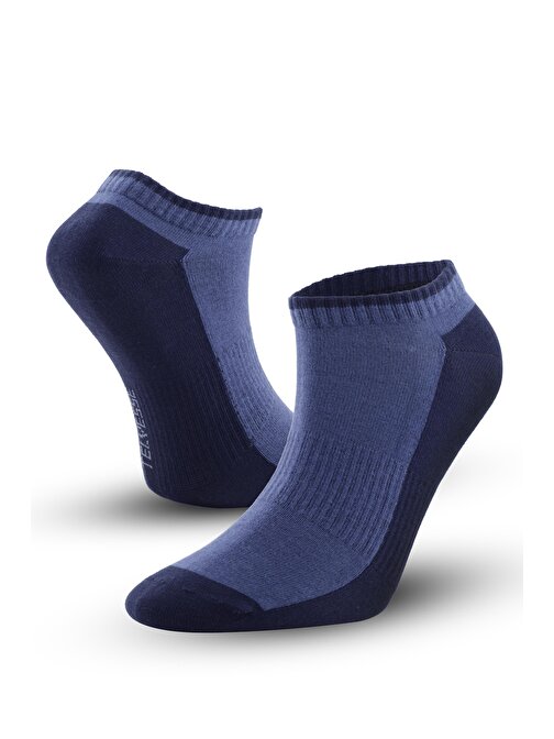 Marcher Dikişsiz Patik Çorap Spor Kısa Çift Renkli Kısa Konçlu Spor Çorabı LACİVERT-MAVİ