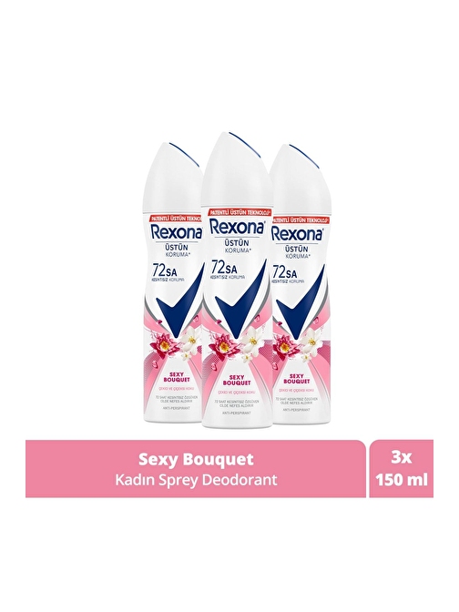 Rexona Sexy Bouquet Alüminyumsuz Kadın Sprey Deodorant 3X150 Ml