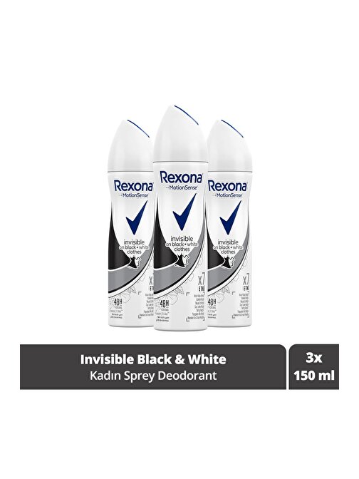 Kadın Invisible On Black White Clothes Kadın Sprey Deodorant 150 Ml X3 Adet