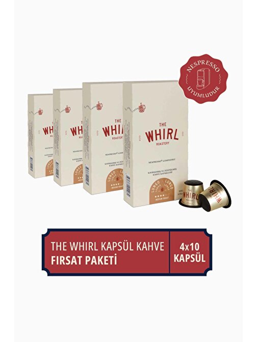 The Whirl Lungo Medium Kapsül Kahve 4'lü Fırsat Paketi 40 Kapsül