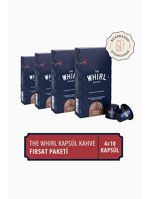 The Whirl Espresso Dark Kapsül Kahve 4'lü Fırsat Paketi 40 Kapsül