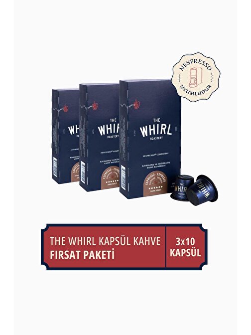 The Whirl Espresso Dark Kapsül Kahve 3'lü Fırsat Paketi 30 Kapsül