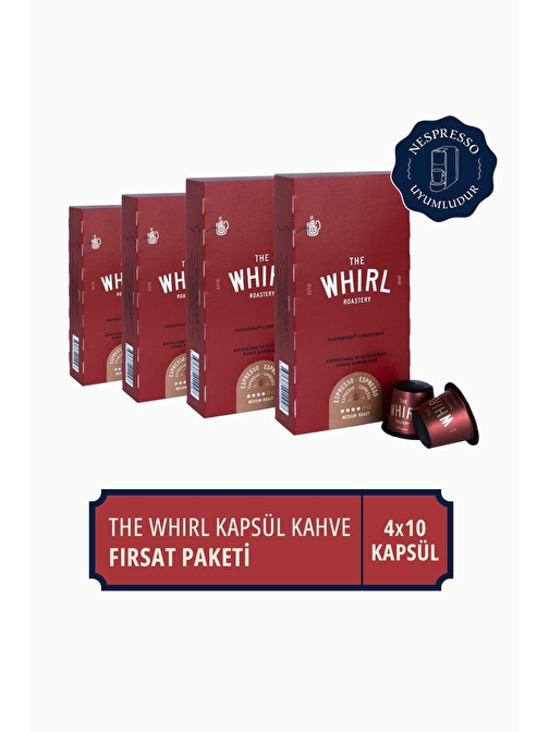 The Whirl Espresso Medium Kapsül Kahve 4'lü Fırsat Paketi 40 Kapsül