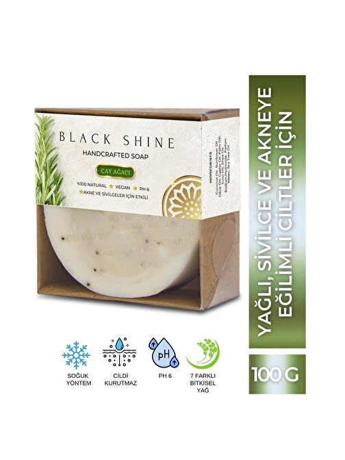 Black Shine Krm0005 Akne Ve Aktif Sivilceli Ciltler Için Arındırıcı Doğal Peeling Çay Ağacı Yağlı Leke Sabunu
