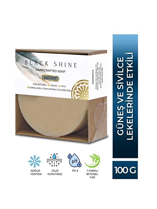 Black Shine Bs Krm0021 Güneş Lekeli Siyah Noktalı Ciltlere Özel. Yoğun Nemlendiricili Doğal Keçi Sütü Sabunu Peeling