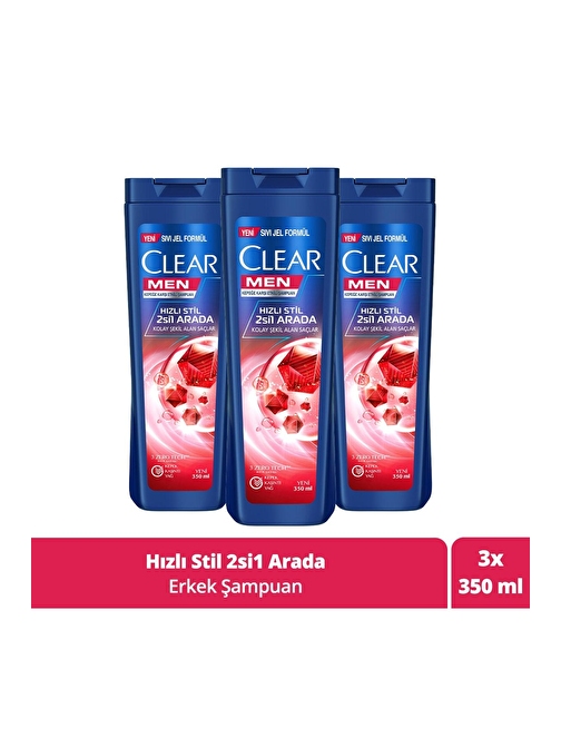 Men Kepeğe Karşı Etkili Şampuan Hızlı Stil 2'Si 1 Arada Kolay Şekil Alan Saçlar 350 ml x3 Adet