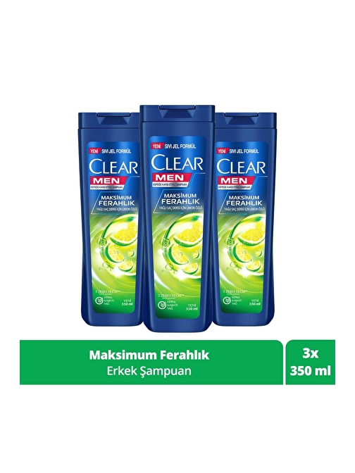 Men Kepeğe Karşı Etkili Şampuan Maksimum Ferahlık Yağlı Saç Derisi Için Limon 350 ml x3 Adet