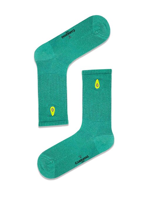 Avokado Nakışlı Yeşil Renkli Spor Çorap