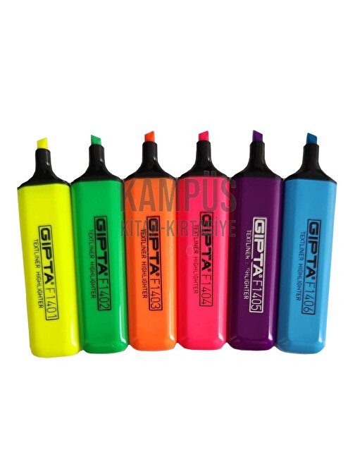 Gıpta Neon Renkler Fosforlu İşaretleme Kalemi 6 Renk