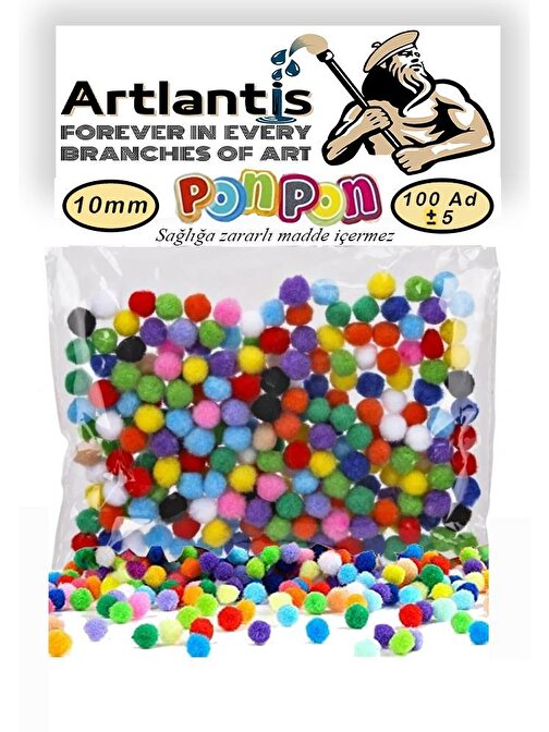 Artlantis Ponpon 10 mm 100 Lü Karışık Renk Pon Pon 10 mm Pompom 1 cm Elişi Etkinliği Anasınıfı Kreş Okul Öncesi Pom Pom