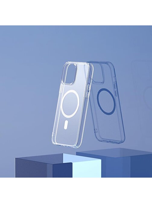 Joyroom iPhone 13 Pro Max Magsafe Kablosuz Şarj Destekli Manyetik Şeffaf Koruyucu Kılıf