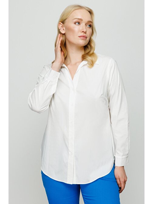 Ekol Kadın Klasik Gömlek 5582 Ekru