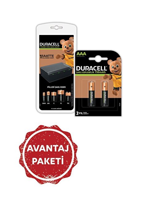 Duracell Cef 14 Şarj Aleti + 2 Aa Ve 2 Aaa Pil+2 Şarj Edilebilir Aaa 750Mah Pil