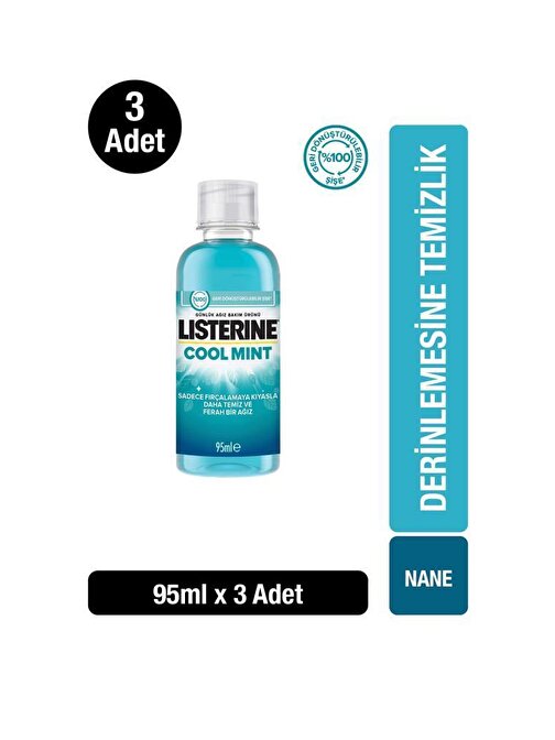 Listerine Cool Mint Ağız Bakım Suyu 3 x 95 ml