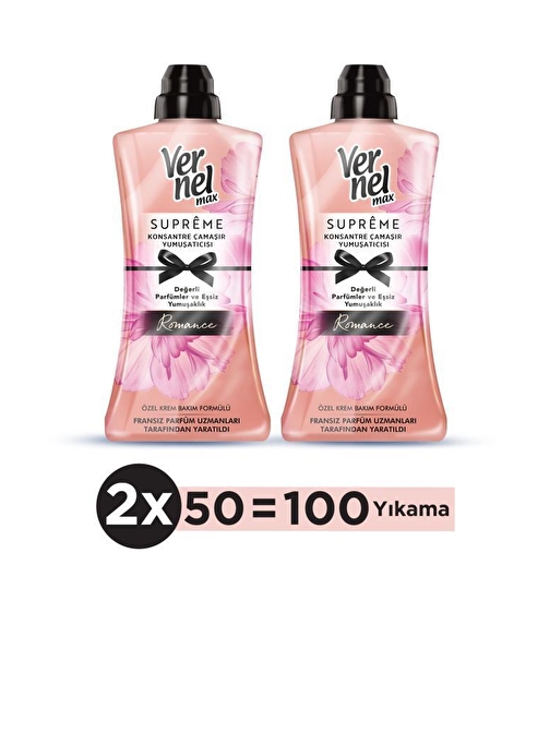 Vernel Max Supreme Romance Konsantre Çamaşır Yumuşatıcısı 2 x 1200 ml 100 Yıkama