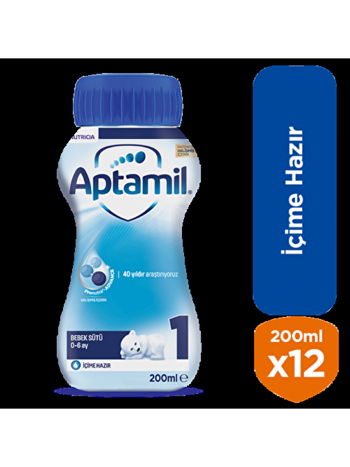Aptamil 1 Laktozsuz Sıvı Bebek Sütü 12x200 ml 0-6 Ay