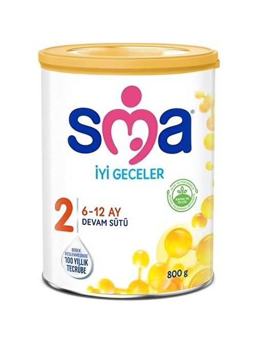 SMA İyi Geceler 2 6-12 Ay Yağsız Laktozlu 800 gr Bebek Devam Sütü