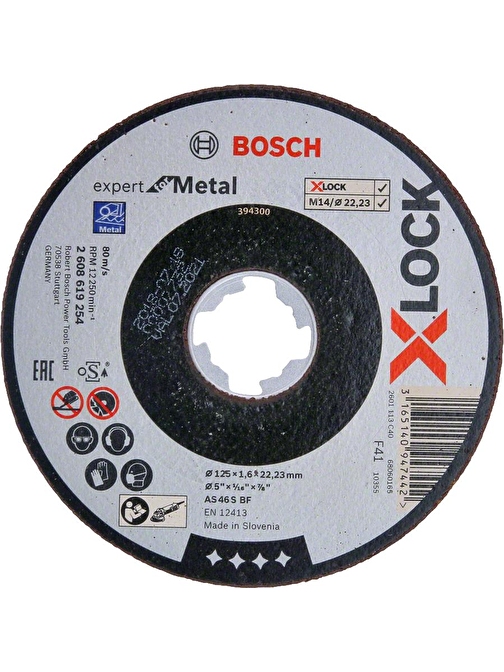 Bosch - X-LOCK - 125*1,6 mm Expert Serisi Düz Metal Kesme Diski (Taş)