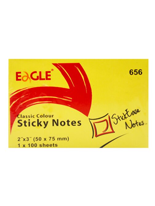 Eagle 656 Dikdörtgen Post-it -  Not Kağıdı Sarı 50x75 mm 100 Yaprak