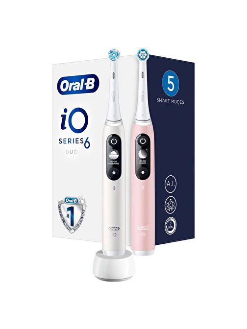 Oral-B iO 6 Şarjlı Diş Fırçası Seti 2'li Beyaz/Pembe
