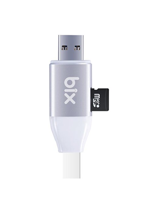 Bix İdata Pro Micro Sd Kart Okuyuculu iPhone Şarj Kablosu