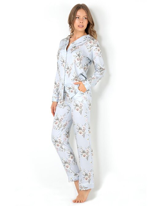 DoReMi Blue Grace Uzun Kollu Bayan Pijama Takımı