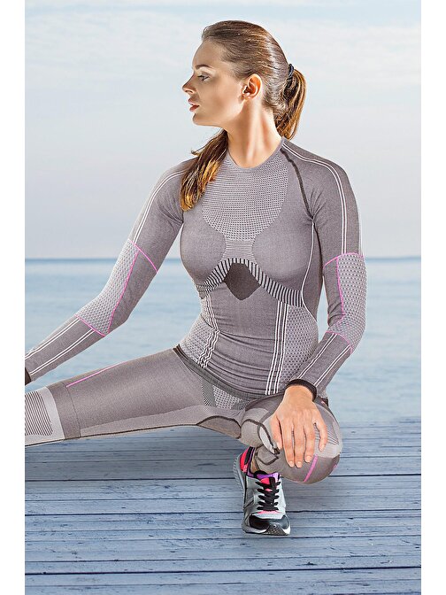 Miofit Kadın Running Power Fit Uzun Kollu Dikişsiz Spor Tişört S/M
