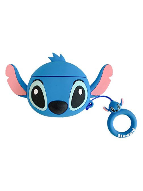 Bipower E2M Airpods 3. Nesil Uyumlu Stitch Desenli Silikon Bluetooth Kulaklık Kılıfı Mavi