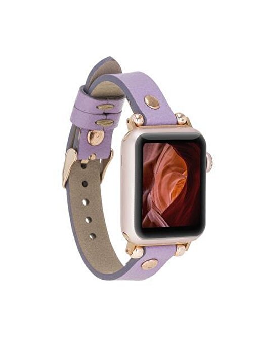 Bouletta Apple Watch 38 - 40 - 41 mm Deri RT CP22 Akıllı Saat Kordonu Lila