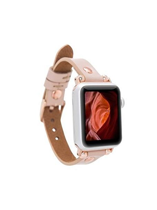 Bouletta Apple Watch Uyumlu Deri Kordon 38 - 40 - 41mm RG NU1 Pembe