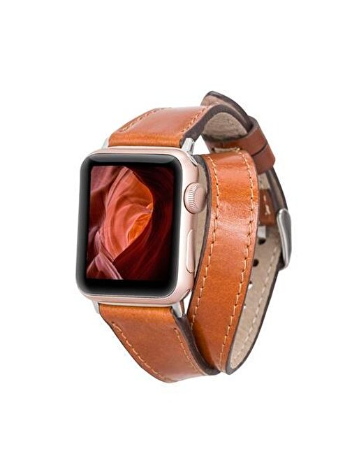 Bouletta Apple Watch 42 - 44 - 45 mm Deri Slim DT QUA Akıllı Saat Kordonu Kahverengi